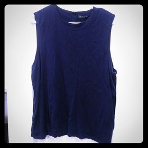 Navy blue sleeveless knit shirt